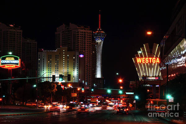 Las Vegas Art Print featuring the photograph Vegas Paradise Road by Jennifer White