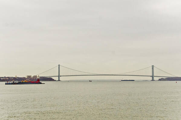 Verrazano Art Print featuring the photograph Verrazano Bridge. by Elena Perelman