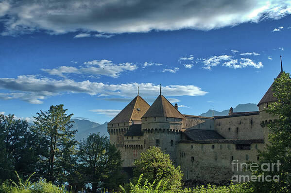 Michelle Meenawong Art Print featuring the photograph view on the Chillon Castle by Michelle Meenawong