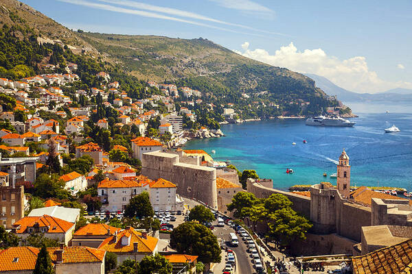 Adriatic Art Print featuring the photograph View over Dubrovnik coastline by Sandra Rugina