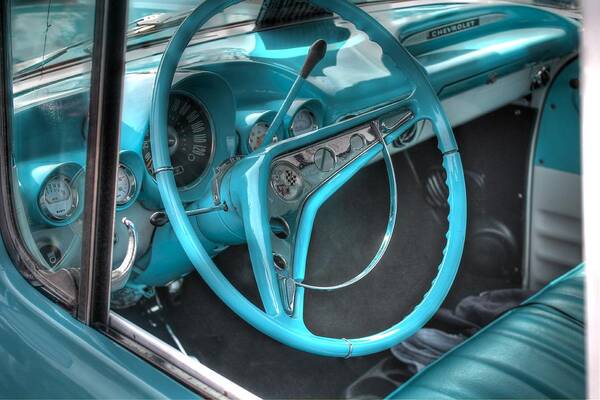 Chevy Art Print featuring the photograph Vintage Aqua Chevy by Jane Linders