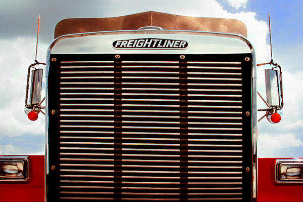 Truck Art Print featuring the photograph Vintage Red Freightliner Truck by Mitch Spence