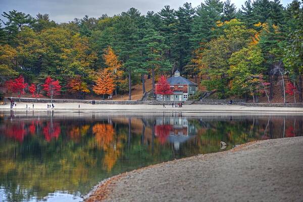 Walden Art Print featuring the photograph Walden Pond Bath House Concord MA Beach by Toby McGuire