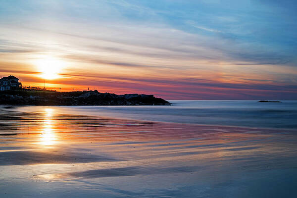 Rye Art Print featuring the photograph Wallis Sands Beach at Sunrine Rye NH by Toby McGuire