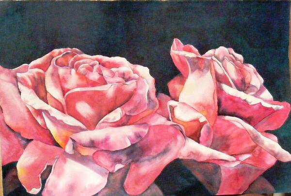 Roses Art Print featuring the painting Watercolor Roses by Diane Ziemski