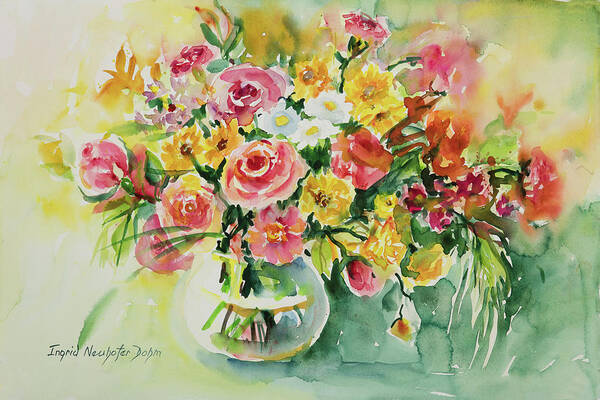 Flowers Art Print featuring the painting Watercolor Series 85 by Ingrid Dohm