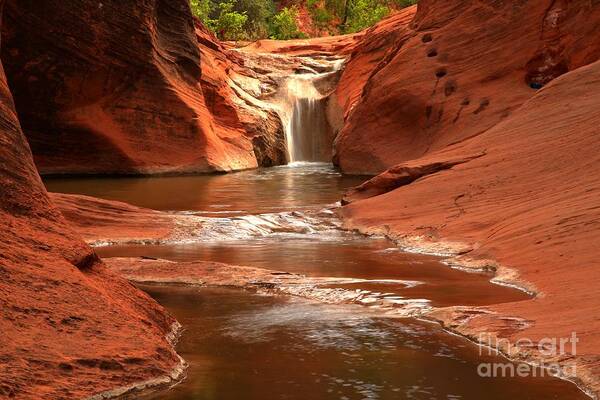 Red Cliffs Art Print featuring the photograph Waterfall At Red Cliffs by Adam Jewell