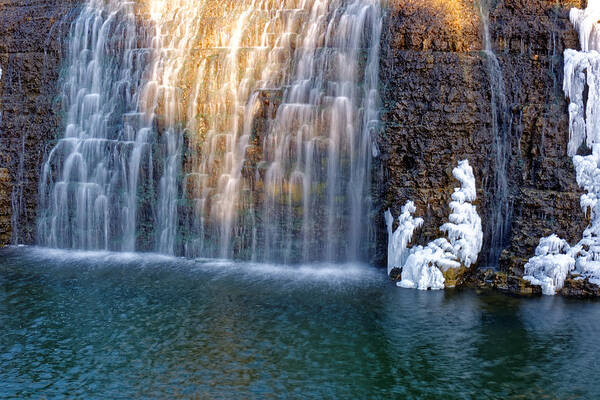 Waterfall Art Print featuring the photograph Waterfall in winter by Peter Ponzio