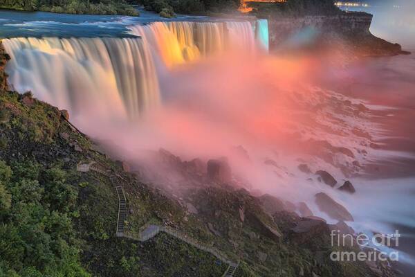 Niagara Falls Art Print featuring the photograph Waterfall Night Lights by Adam Jewell