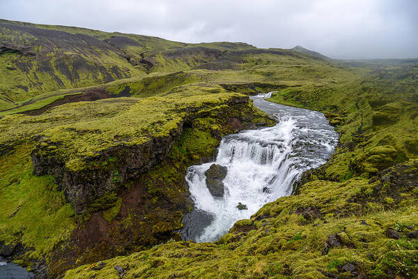 Iceland Art Print featuring the photograph Waterfall on the Fimmvorduhals Trail by Alex Blondeau