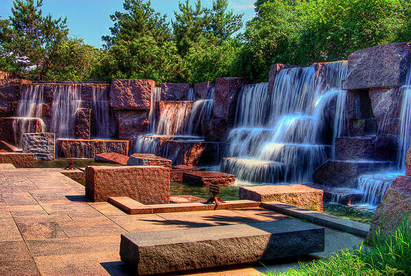 Hdr Art Print featuring the photograph Waterfalls FDR Memorial by Don Lovett