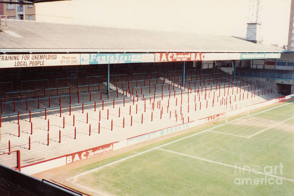 West Ham Art Print featuring the photograph West Ham - Upton Park - North Stand 1 - April 1991 by Legendary Football Grounds