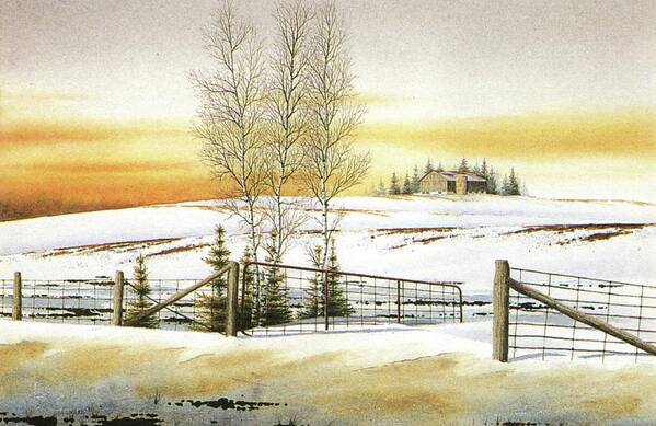 Snow Art Print featuring the painting When the Snow starts melting by Conrad Mieschke