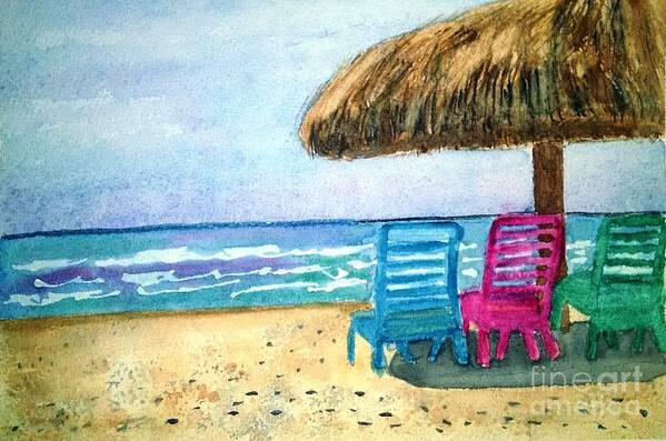  Beach Art Print featuring the painting Peaceful Day at the Beach by Sue Carmony
