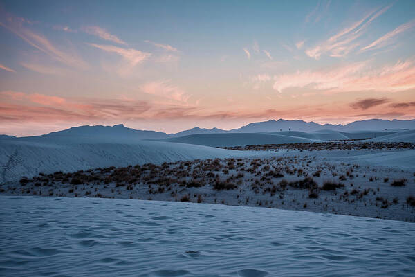 New Mexico Art Print featuring the photograph White sands New Mexico at sunset 1 by Mati Krimerman