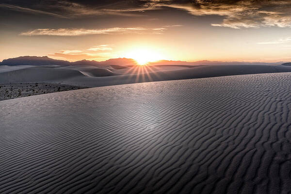 White Sands National Monument Art Print featuring the photograph White Sands Sunset by Dean Ginther