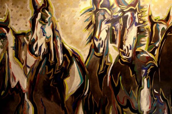 Horses Art Print featuring the painting Wild by Lelia DeMello