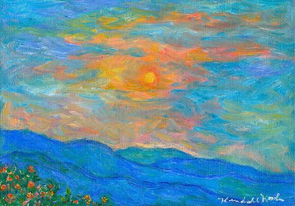 Landscape Art Print featuring the painting Wildflowers by a Blue Ridge Sunset by Kendall Kessler
