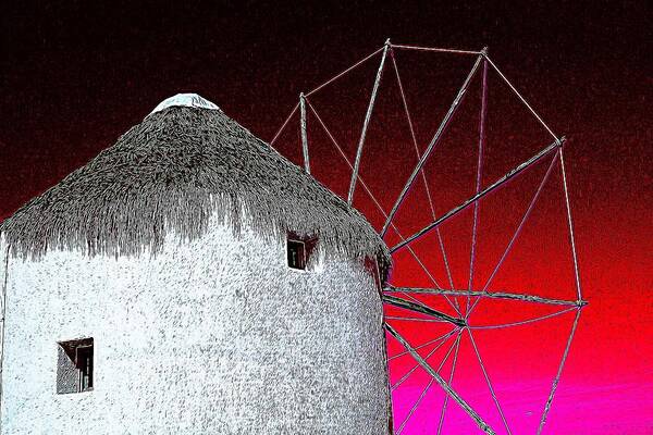 Whitewashed Art Print featuring the photograph Wind Mill Pink by Mark J Dunn