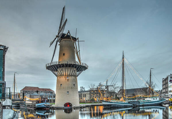 Windmill Art Print featuring the photograph Windmill The Camel Schiedam by Frans Blok