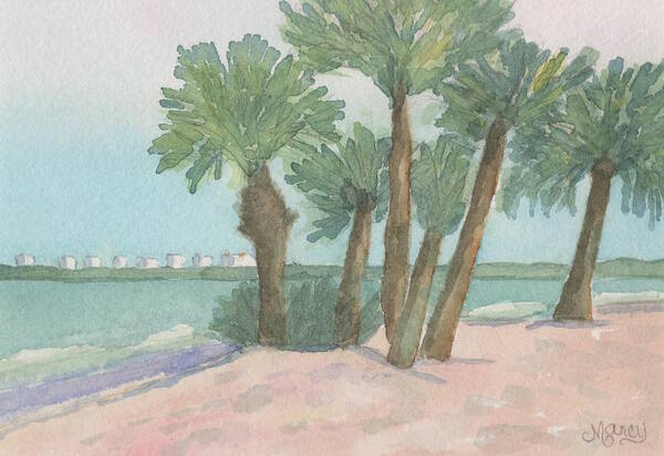 Watercolor Art Print featuring the painting Winter at the Beach by Marcy Brennan