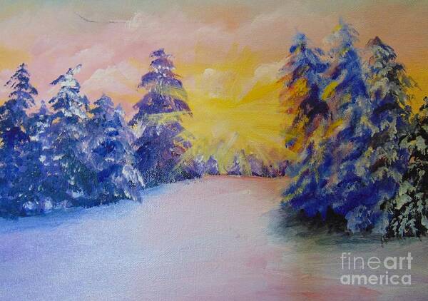 Winter Art Print featuring the painting Winter by Saundra Johnson