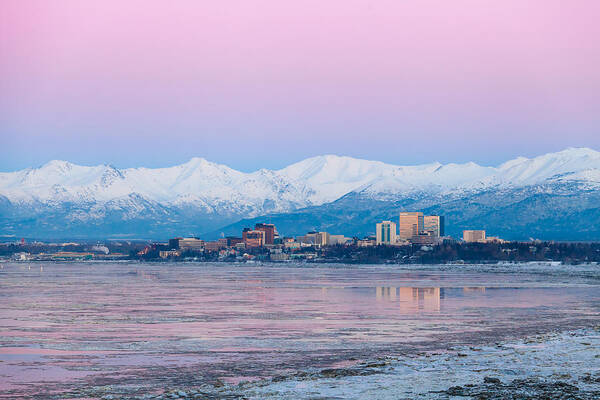Alaska Art Print featuring the photograph Winter Sunset over Anchorage, Alaska by Scott Slone