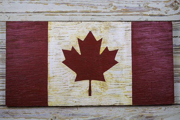 Canadian Art Print featuring the photograph Wooden Canadian Flag by Garry Gay