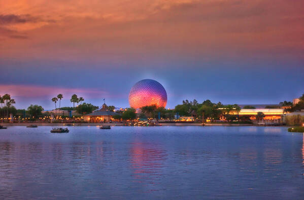 Sunset Art Print featuring the photograph World Showcase Lagoon Sunset MP by Thomas Woolworth