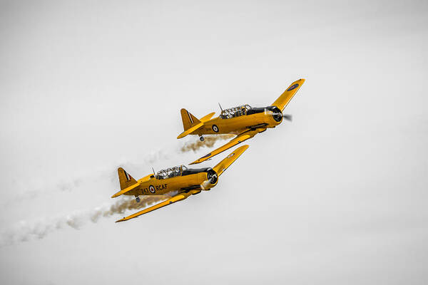 Airport Art Print featuring the photograph Yellow Thunder Harvard Team by Bill Cubitt