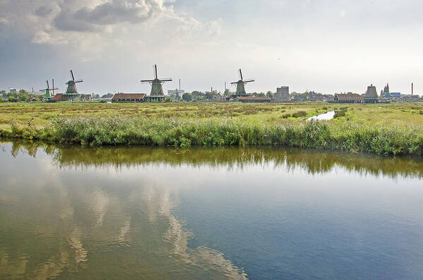Windmills Art Print featuring the photograph Zaandam Skyline by Frans Blok