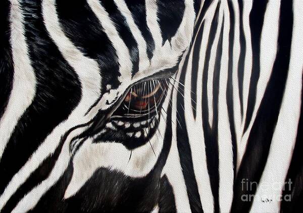 Zebra Art Print featuring the painting Zebra Eye by Ilse Kleyn