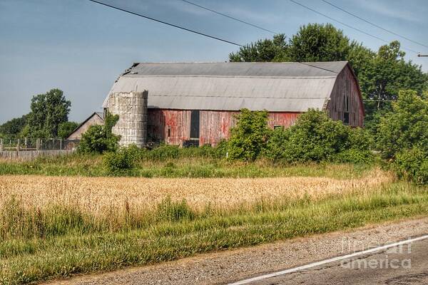 Barn Art Print featuring the photograph 0313 - Dodge Roads Old Red by Sheryl L Sutter
