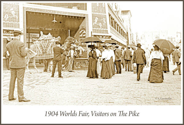 Sepia Tone Art Print featuring the photograph 1904 Worlds Fair, Visitors on The Pike by A Macarthur Gurmankin
