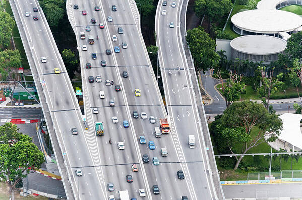 Outdoors Art Print featuring the photograph Aerial Of Super Highway, Singapore #1 by John Harper
