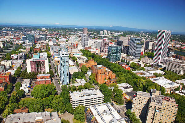 Scenics Art Print featuring the photograph Aerial View Of Portland #1 by Craig Tuttle / Design Pics