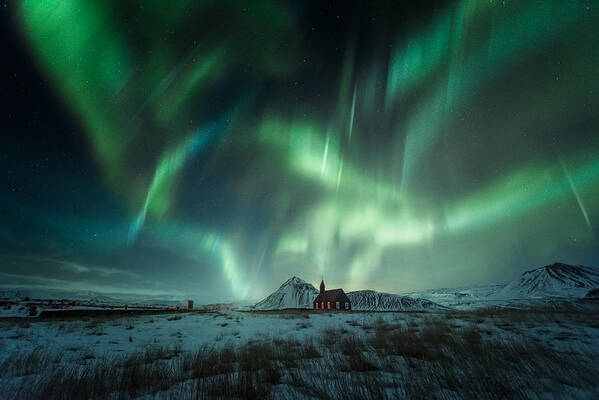 Night Art Print featuring the photograph Aurora Borealis #1 by David Martin Castan