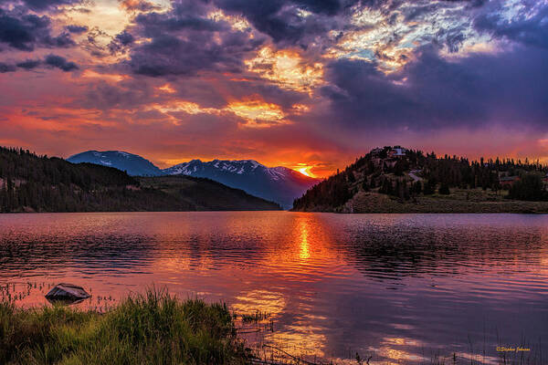 Sunset Art Print featuring the photograph Fiery Sunset at Summit Cove #1 by Stephen Johnson