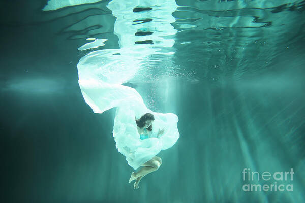 Underwater Art Print featuring the photograph Girl Flying Underwater #1 by Stanislaw Pytel