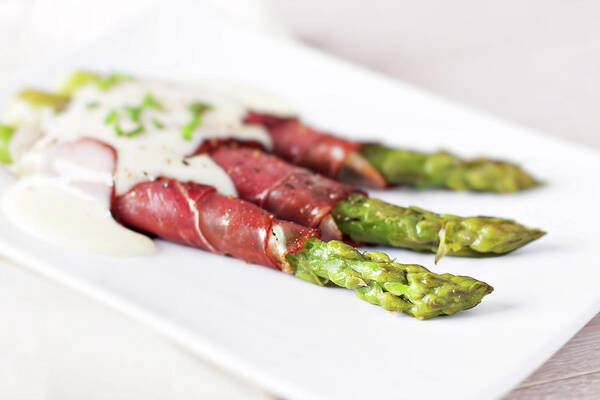 Melting Art Print featuring the photograph Ham Rolls With Asparagus And Bechamel #1 by Svariophoto