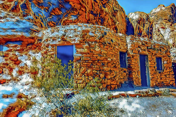Stone House Art Print featuring the digital art Historic Stone House #1 by Jerry Cahill