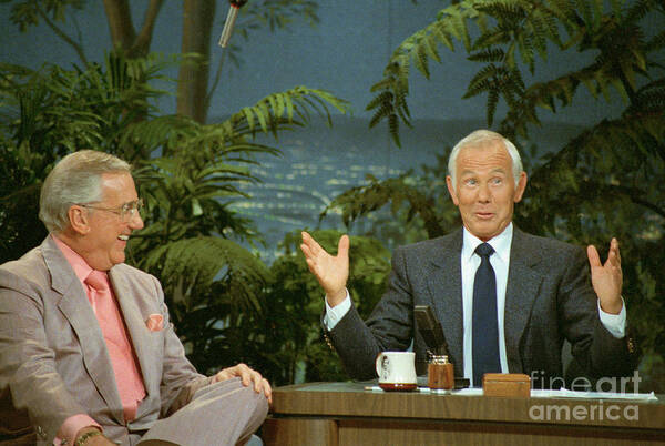 1980-1989 Art Print featuring the photograph Johnny Carson And Ed Mcmahon #1 by Bettmann