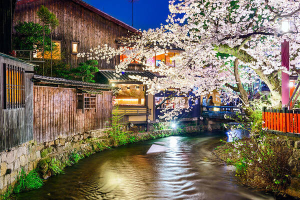 Landscape Art Print featuring the photograph Kyoto, Japan At The Shirakawa River #1 by Sean Pavone