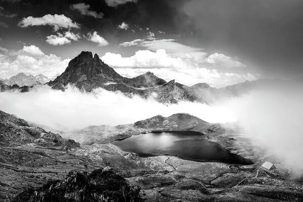 Estock Art Print featuring the digital art Lake Surrounded By Mountains #1 by Francesco Carovillano