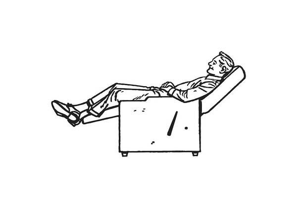 Activity Art Print featuring the drawing Man in Recliner #1 by CSA Images
