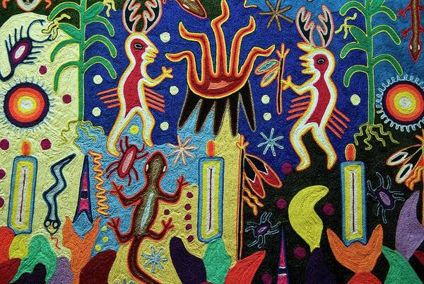 America Art Print featuring the painting Mexico.Mexico city.National Museum of Anthropology. Huichol art. #1 by Album