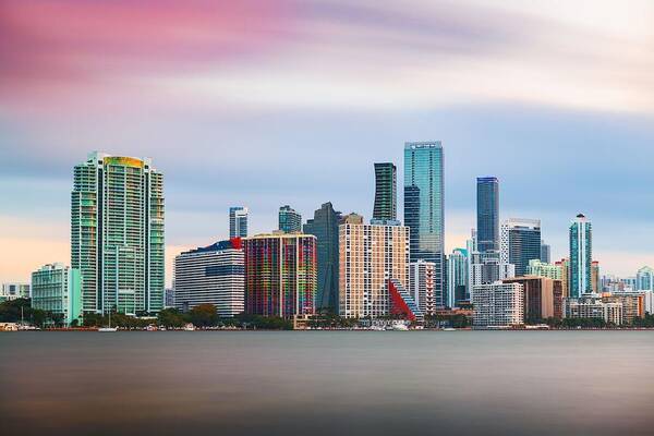 Landscape Art Print featuring the photograph Miami, Florida, Usa Downtown City #1 by Sean Pavone