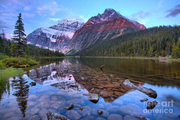 Cavell Art Print featuring the photograph Mt. Edith Cavell 2019 Sunrise Reflections by Adam Jewell
