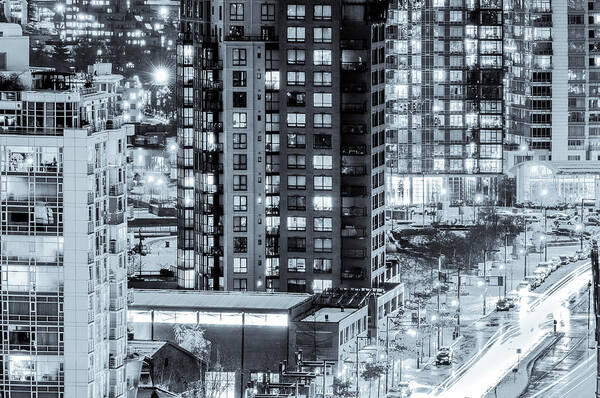 Architecture Art Print featuring the photograph Nighttime Urban Sprawl Vancouver by Neptune - Amyn Nasser Photographer