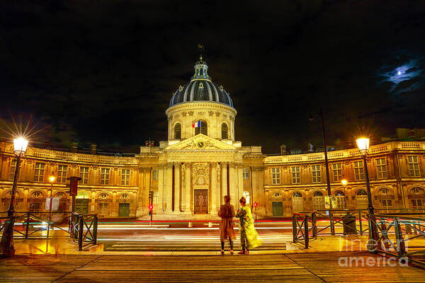 Paris Art Print featuring the photograph Pont des Arts night #1 by Benny Marty